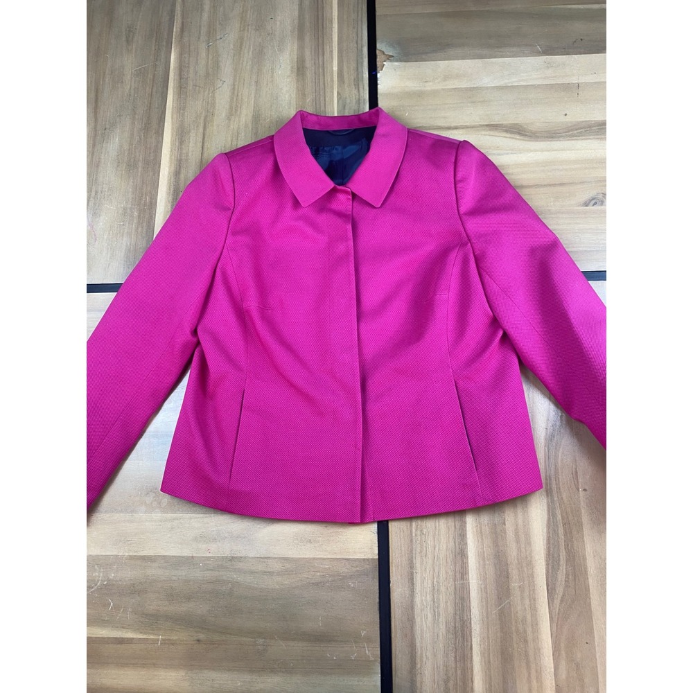 ALGO Pink Faux Silk Blazer Jacket Women's Size M Lapel Collar Button Front‎
